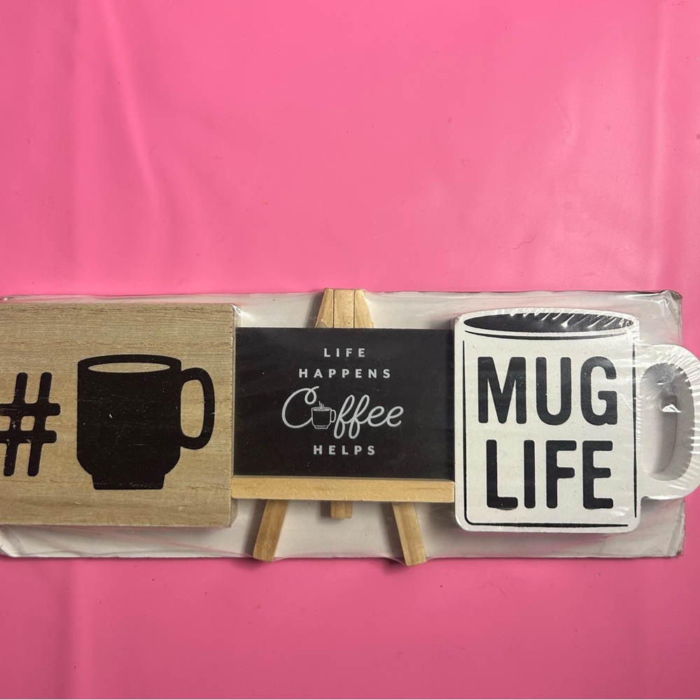 Wooden Coffee Sign Set - Black and White